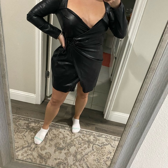 Zara | Dresses | Zara Black Wrap Leather Dress | Poshmark